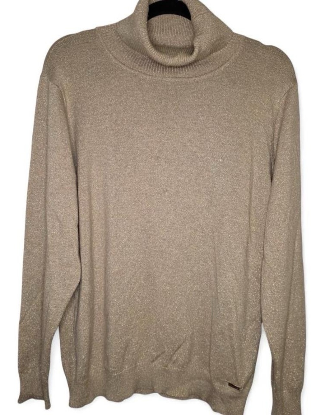 Calvin Klein Gold Sparkle Turtleneck Sweater Women's XL Pullover
